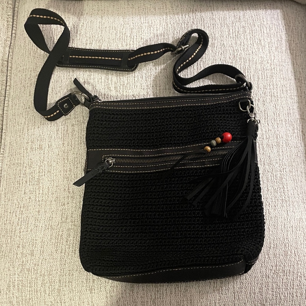 The Sak Black Crochet Crossbody Bag